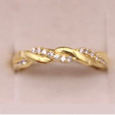 Twisted wave cz silver gold vermeil ring